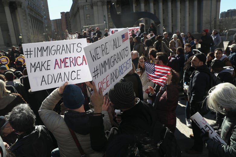 Protesters take part in a Solidarity Rally Against Deportation at Foley Square near the Immigration and Customs Enforcement (ICE), office on March 9, 2017 in New York City.